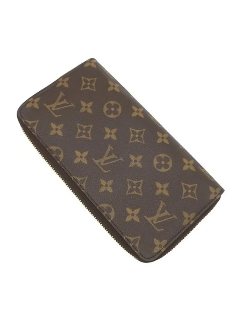 Louis Vuitton Wallet Zippy Organizer Monogram Canvas Gold Brown Zip Around